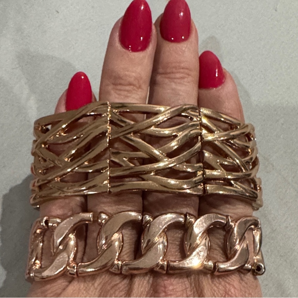 Source Unknown Rose Gold Woven Bracelet Set  NWOT
